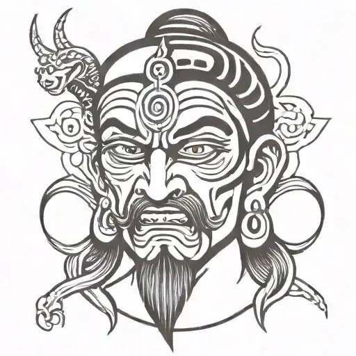 mahadev angry face tattoo design idea