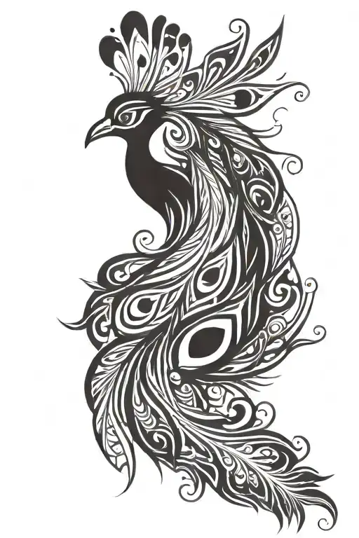 peacock feather intertwined tattoo design idea