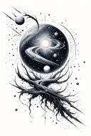 universe negative space elements tattoo design idea
