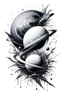 universe negative space elements tattoo design idea