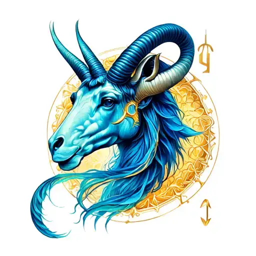 capricorn and aquarius zodiac symbol incorporated tattoo design idea
