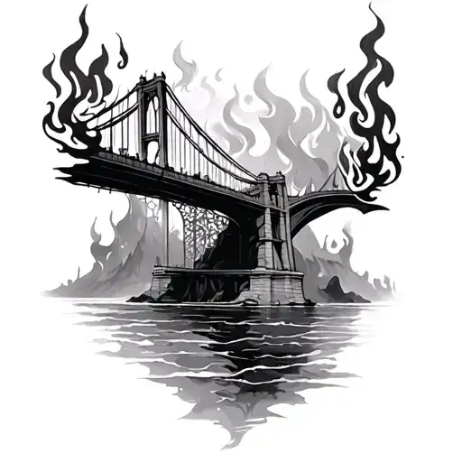 Burning Bridge tattoo design idea