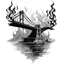 Burning Bridge tattoo design idea