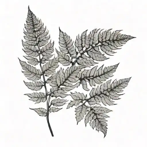 2 fern leaves. style of anime. best friends. autumn color pallet  tattoo design idea