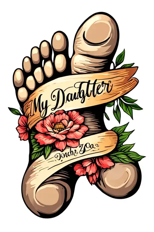 my daughter zoe's footprint name tattoo design idea