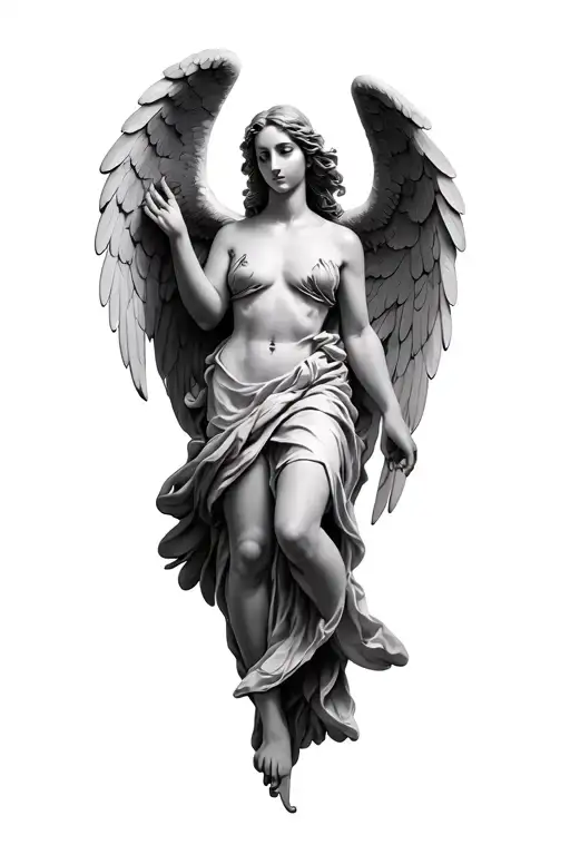 realism angel falling tattoo design idea