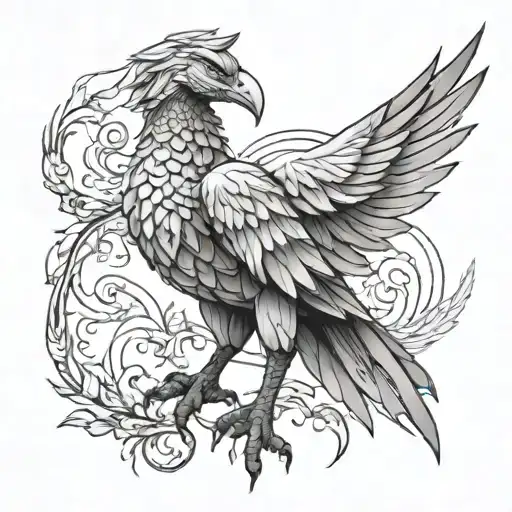griffin from Dragon Age and Origami swan tattoo design idea
