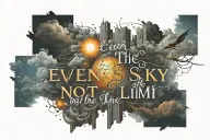 text "even the sky is not the limit" tattoo design idea