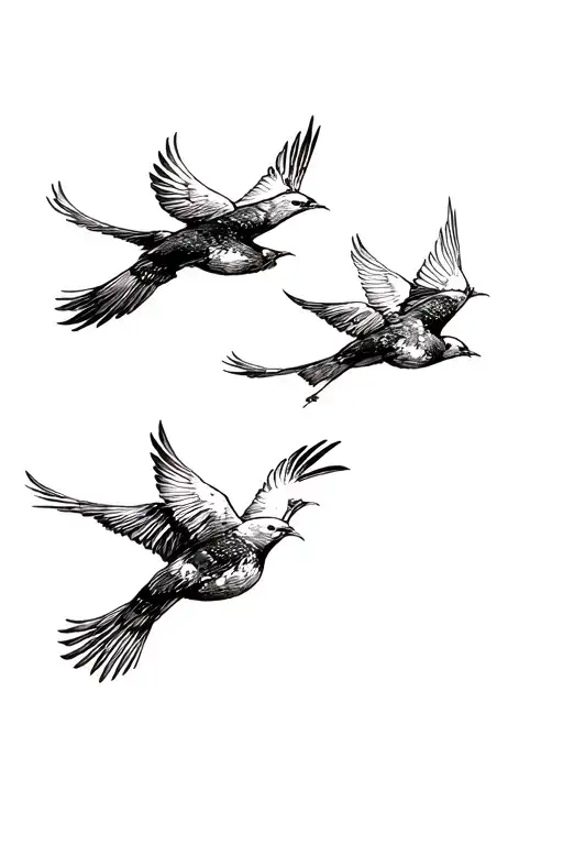 4 birds flying away tattoo design idea