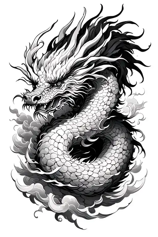 cloud and impermanence japanese dragon tattoo design idea
