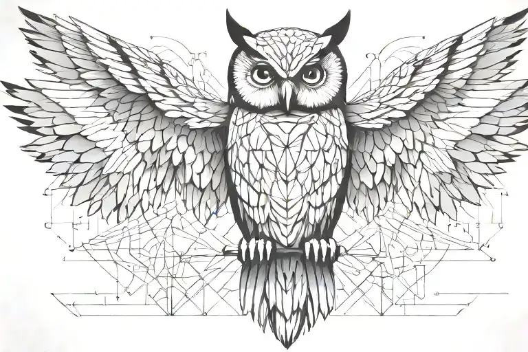 owl with spread wings  tattoo design idea