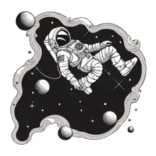 astronaut falls into black hole tattoo design idea