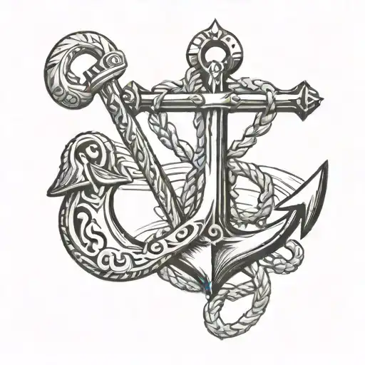 cross and an anchor tattoo design idea