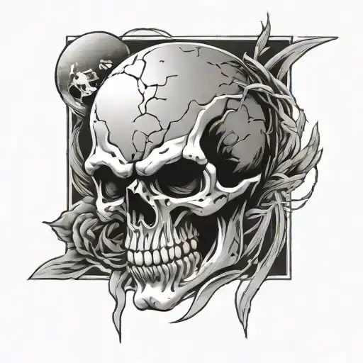 vegetas skull with the moon behind him and the kanji for pride tattoo design idea