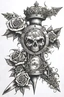 Wrath - A shattered sword and a burned hand holding it Lust - Rose with thorns  Pride - Crown Sloth - Empty hourglass  G tattoo design idea