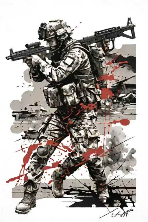 Afghanistan war scene tattoo design idea