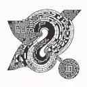 question mark, black, block tattoo design idea