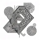 question mark, black, block tattoo design idea