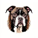 brindle  pit bull mix dog with long droopy ears tattoo design idea