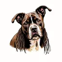 brindle  pit bull mix dog with long droopy ears tattoo design idea