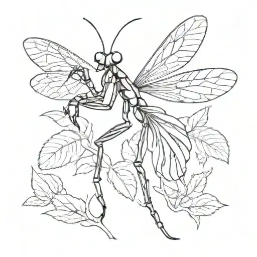 a preying mantis holding a shrunken head tattoo holding in sailor Jerry style tattoo design idea