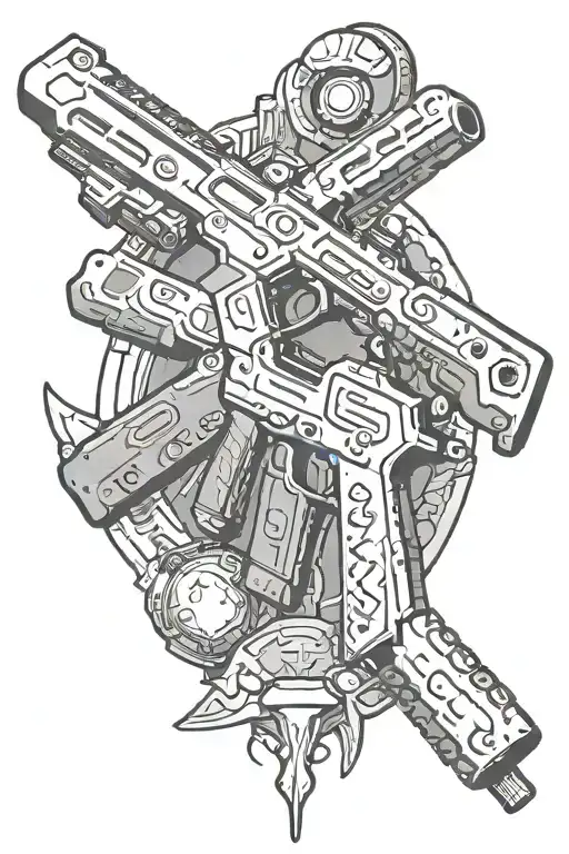 Halo gravity hammer crossed with shotgun  crossed tattoo design idea
