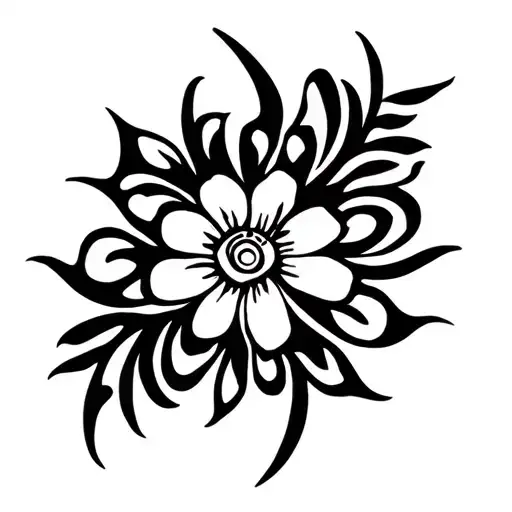 taino flower tribal design for one pec on chest with tribal design elements  tattoo design idea