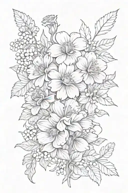 the birth month flowers of October, June, and August  tattoo design idea
