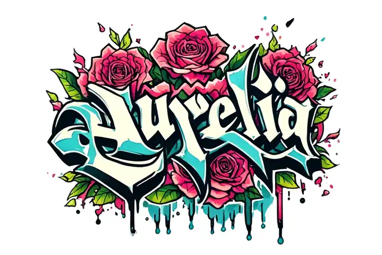 graffiti name tattoo: Aurelia tattoo design idea