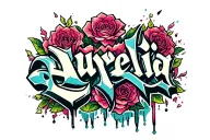 graffiti name tattoo: Aurelia tattoo design idea