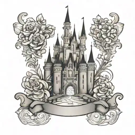 disney castle tattoo design idea