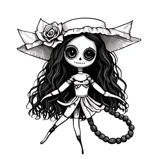 simple voodoo doll girl tattoo design idea