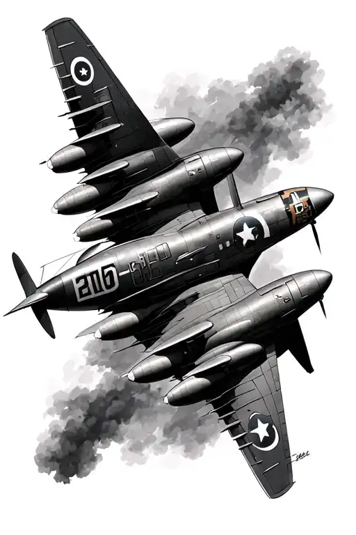 spitfire from Birds Eye's view with shadow underneath it  tattoo design idea