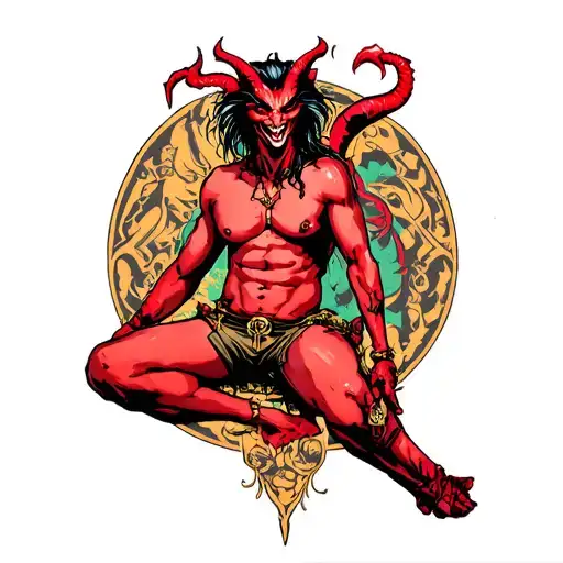 sexy demon guy feminine demon tattoo design idea