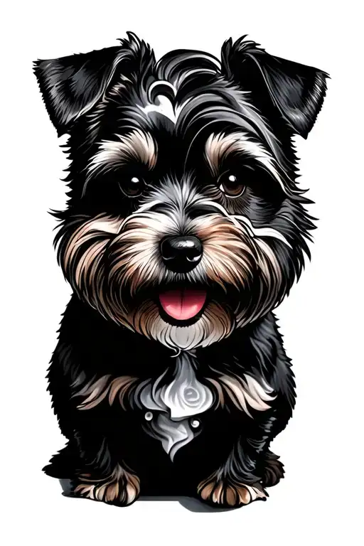 chef shitzu dog with black tattoo design idea