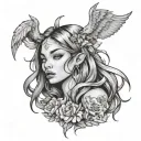 my name is aya la vrai my signe is virgo i love rap music i have big lips hodded eyes sharp jaw line straight hair tattoo design idea