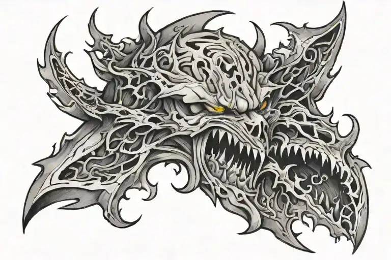 A F tearing through skin cut open tattoo design idea