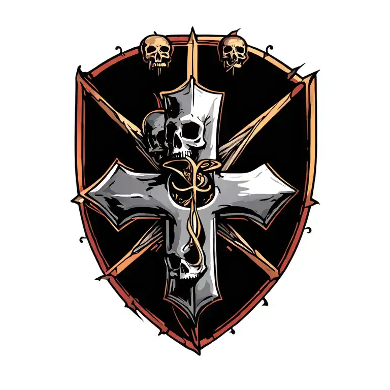 Star of Life symbol with skulls integrated into the design tattoo design idea