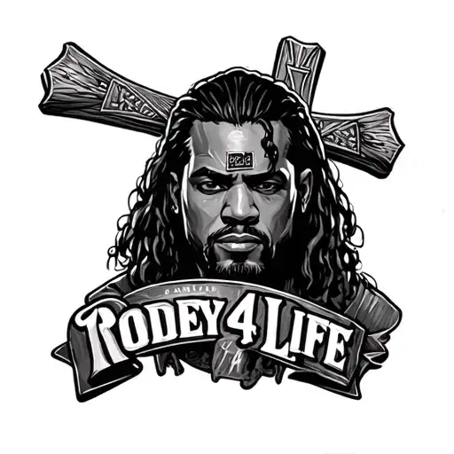 Rodney with cross and thug 4 life tattoo design idea