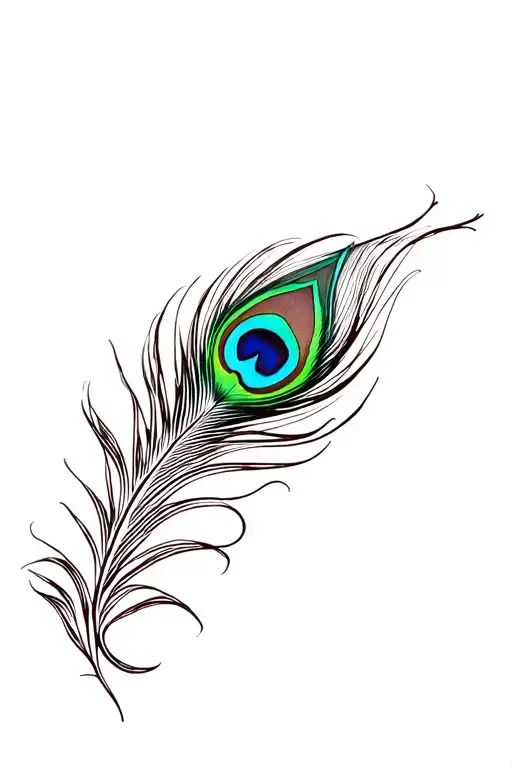 Colourful peacock feather attached tattoo design idea