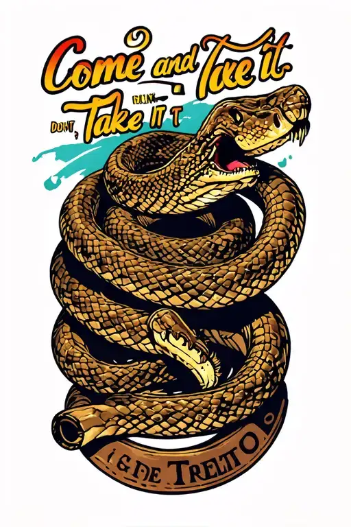 "come and take it, dont tread o" rattle snake wrapped around a cannon tattoo design idea