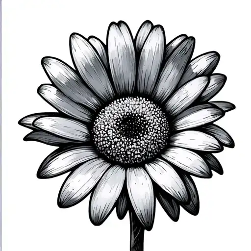 daisy face. black and grey fineline tattoo design idea