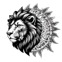 Aztec Lion sun tattoo design idea