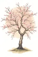 cherry blossom tree with long outstretching  branches with detailed flowers  tattoo design idea