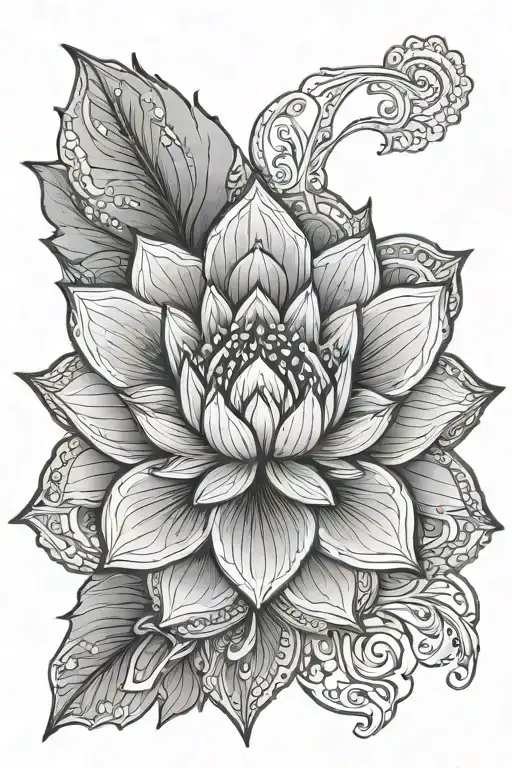 floral mandala lotus flower tattoo design idea