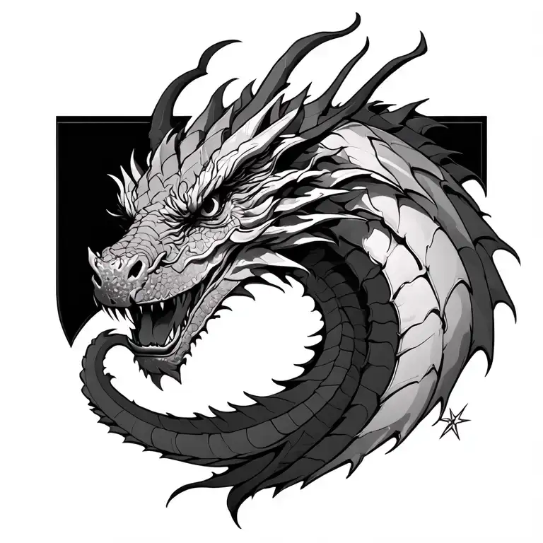 Hello I want to make a dragon on my back ... Complete in realistic black and white, the stars open on the shoulder tattoo design idea