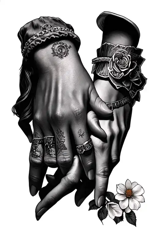 2 child hands with a hint of another and dates tattoo design idea