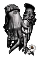 2 child hands with a hint of another and dates tattoo design idea