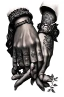2 child hands with a hint of another and dates tattoo design idea