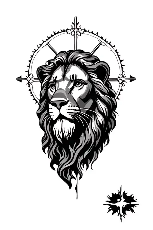 Jesus and Lion head tattoo design idea